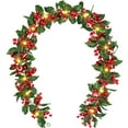 Scidweet Christmas Garland Decorations, 5.9 ft Artificial Xmas Garland with Lights for Indoor Outdoor Home Table Christmas Decor