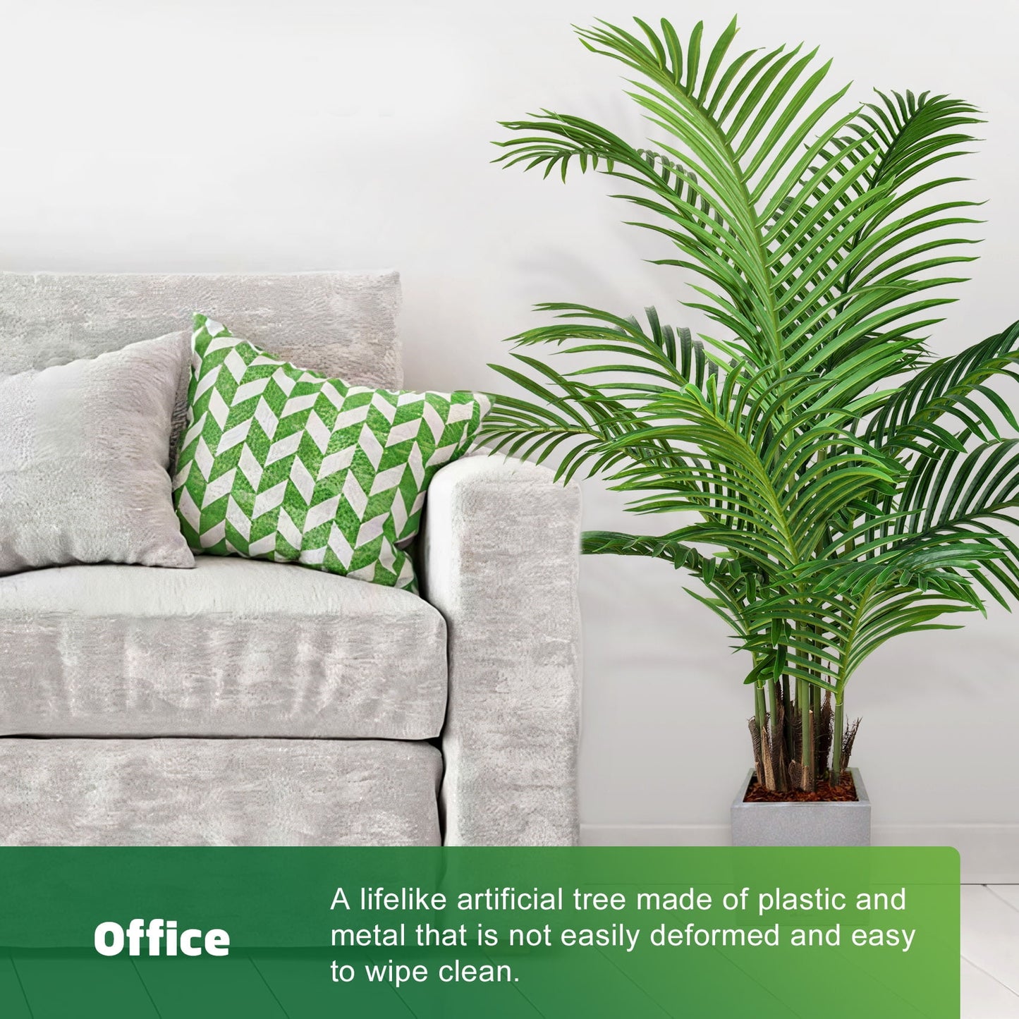 2 Pack Artificial Plants, 4FT Tall Fake Palm Tree Decor Outdoor with 12 Trunks, Faux Tropical Areca Floor Plant in Pot for Home Porch Office Living Room Housewarming Modern Decoration Gift