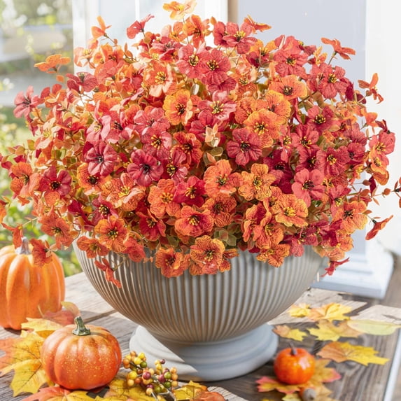 Scidweet Fall Artificial Flowers for Outdoor, 12 Bundles Autumn Faux Fake Silk Flowers Plants Fall Decorations for Outside Home Planter Porch Patio Yard Garden Decor