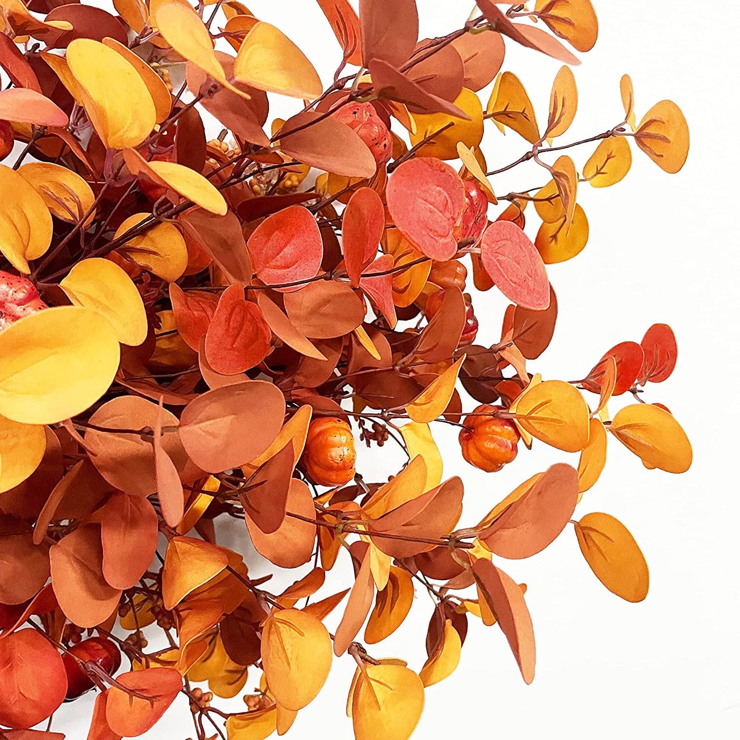 Scidweet 6 Pcs Fall Decorations for Home, Artificial Fall Eucalyptus Stems 32"/80cm Tall Silver Dollar Eucalyptus Leaves Berry Pumpkins Indoor Outdoor Thanksgiving Wedding Decor