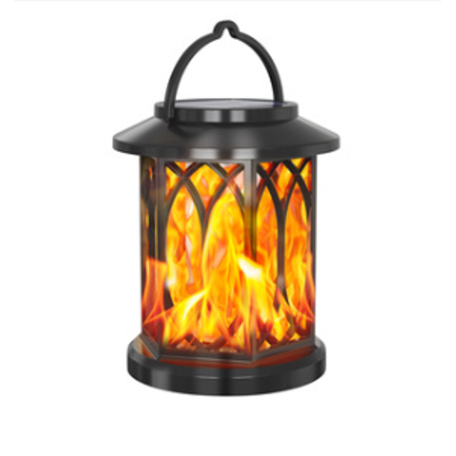 2 Pack Solar Lights Outdoor, IP65 Waterproof Solar Hanging Lantern with 2 Modes LED Flame Lights for Patio Garden Yard Haloween
