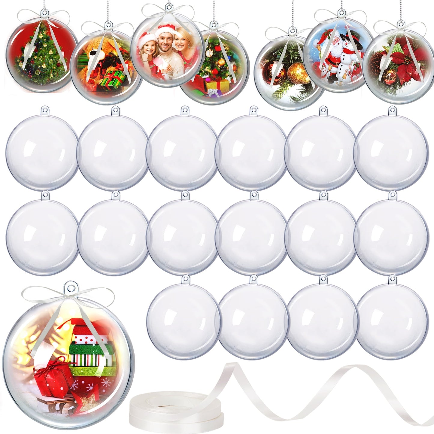 24 Packs Clear and Fillable Ornaments, Allowing for DIY of Plastic Christmas Tree