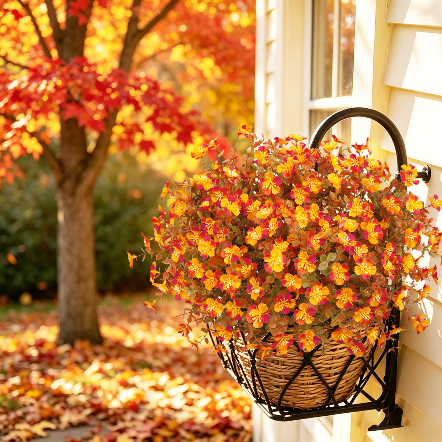 Scidweet 20 Bundles Fall Artificial Flowers for Outdoors, Autumn Fake Silk Flowers Faux Plants Fall Decorations for Indoor Home Yard Garden Thanksgiving Decor
