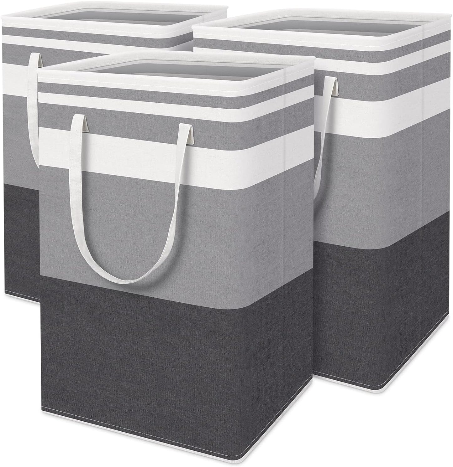Scidweet 3 Pack 75L Freestanding Waterproof Collapsible Cotton and Linen Large Laundry Basket