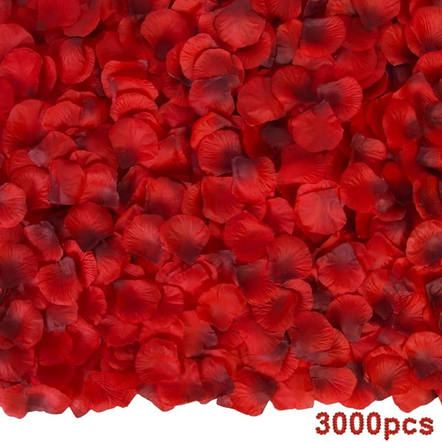3000 Pcs Red Rose Petals Artificial Flowers Fake Silk Red Petals for Mother's & Valentine's Day Wedding Decoration