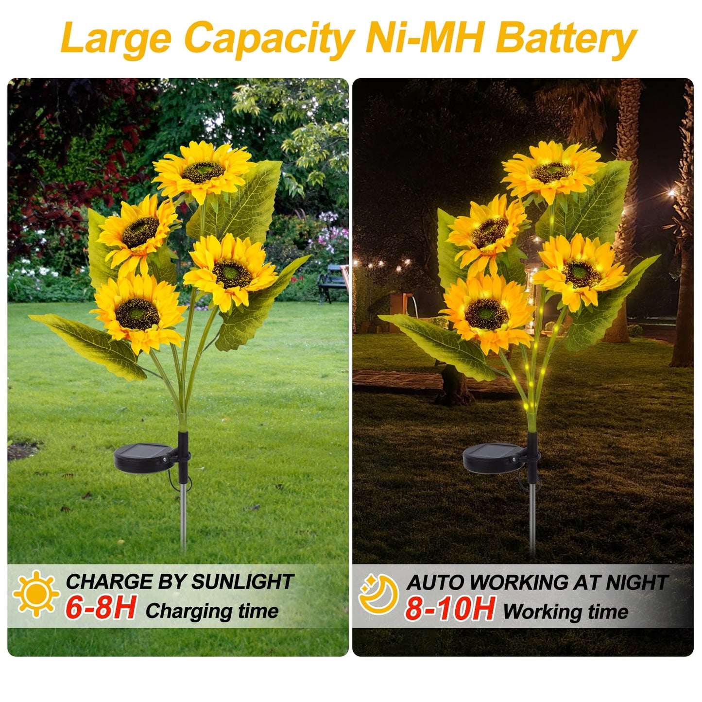 Solar Lights Outdoor Waterproof with 12 Sunflower Lights, Decor Yard Stake Patio Lawn Garden Pathway Decoration (3 Pack)