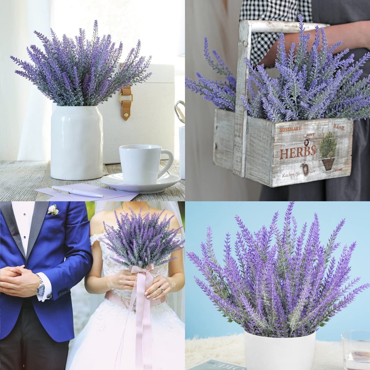 KomHome 12 Bundles Artificial Flowers Purple Flowers Lavender for Home Table Indoor Outdoor Wedding