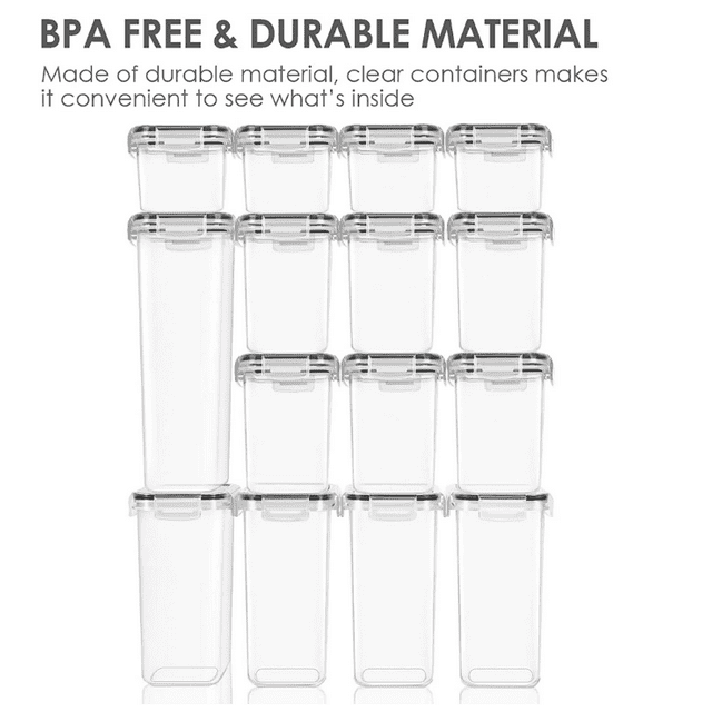 40pcs Airtight Food Storage Containers Set for Cereal, Dry Food, Flour and Sugar, Includes 20 Labels, 1 Marking, 4 Spoon