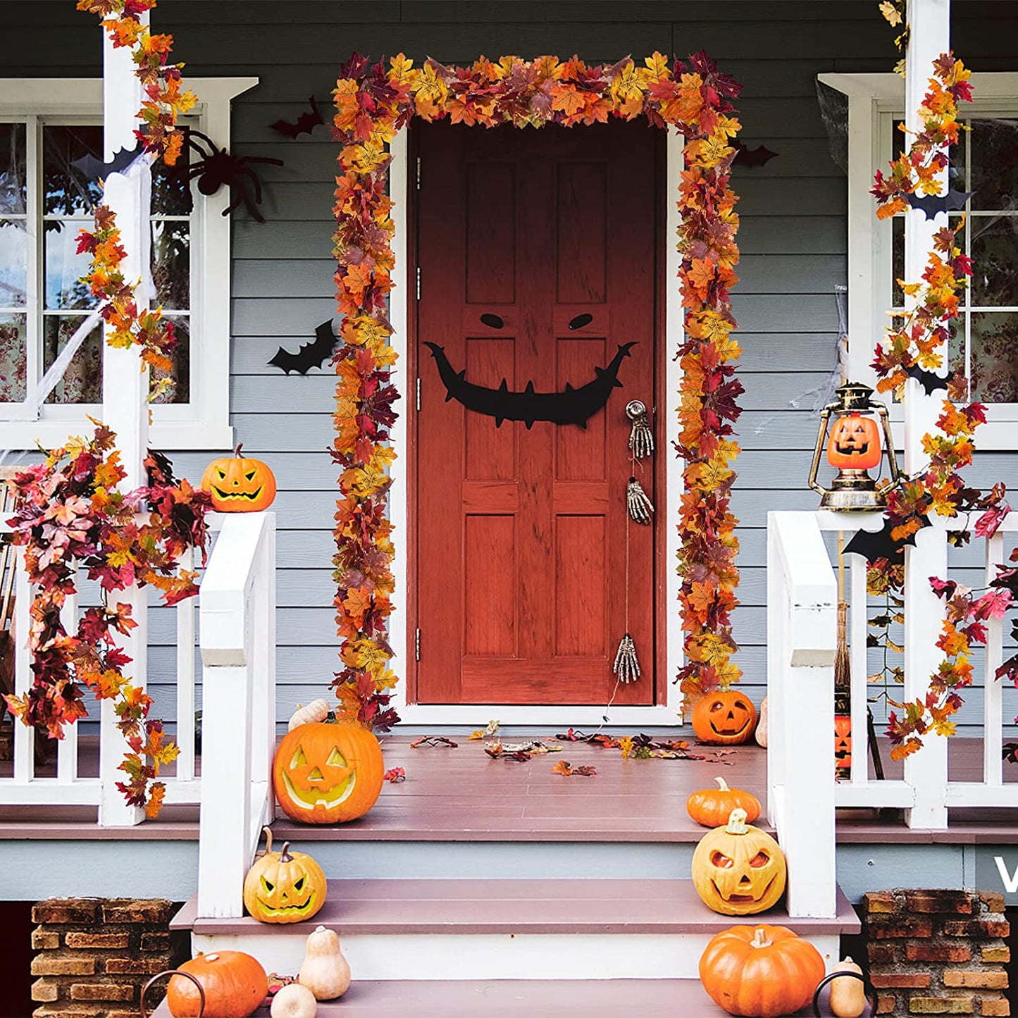 Scidweet 2 Pack Artificial Maple Fall Leaves Fall Decorations for Home, Fake Hanging Vines Autumn Party Garland Thanksgiving Decor