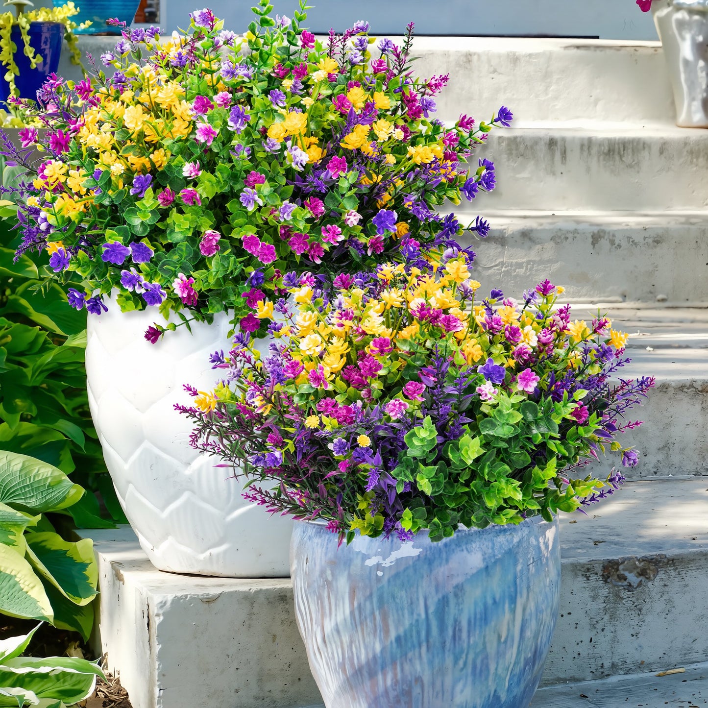 Scidweet Artificial Flowers Outdoor, 20 Bundles Fake Plastic Flower Faux Plant Indoor Outside Spring Summer Decoration for Home Garden Front Porch