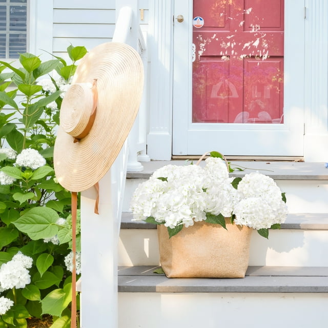 Scidweet 4 Pcs Artificial Hydrangea Fake Flowers, 19.3" Real Touch Latex Faux Plants Fake Hydrangea Flowers for Spring Summer Indoor Outdoor Home Table Wedding Decoration, White