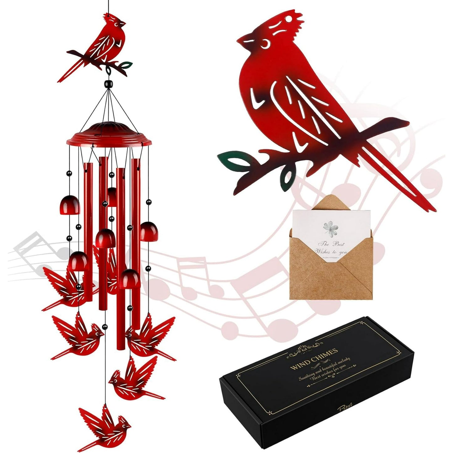 Cardinal Wind Chimes for Outside, Cardinal Gifts for Women Soothing Tones Wind Chime Garden Decor