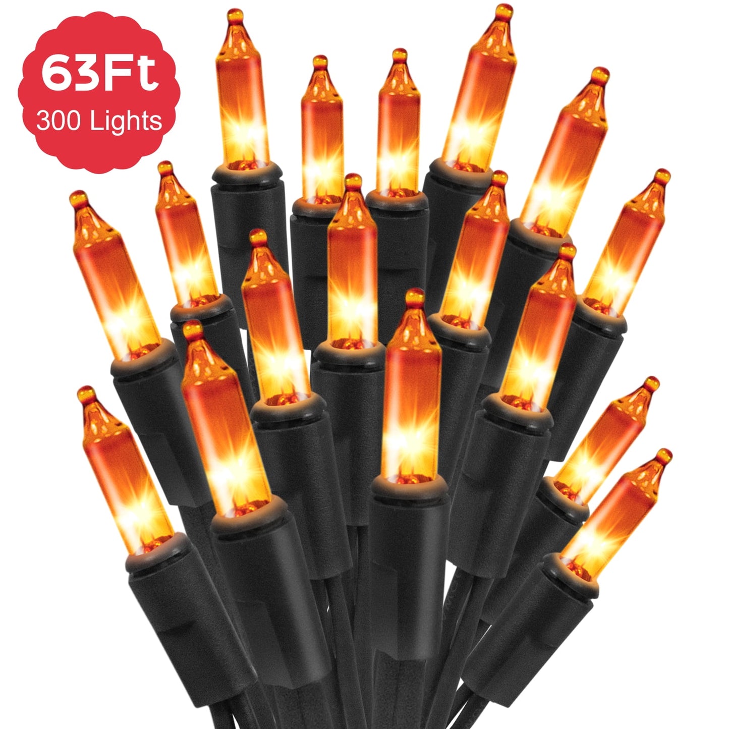 Scidweet Halloween Lights, 63 ft 300 LED Twinkle String Lights Halloween Decorations for Outdoor Indoor Home Party Yard Garden (Orange)