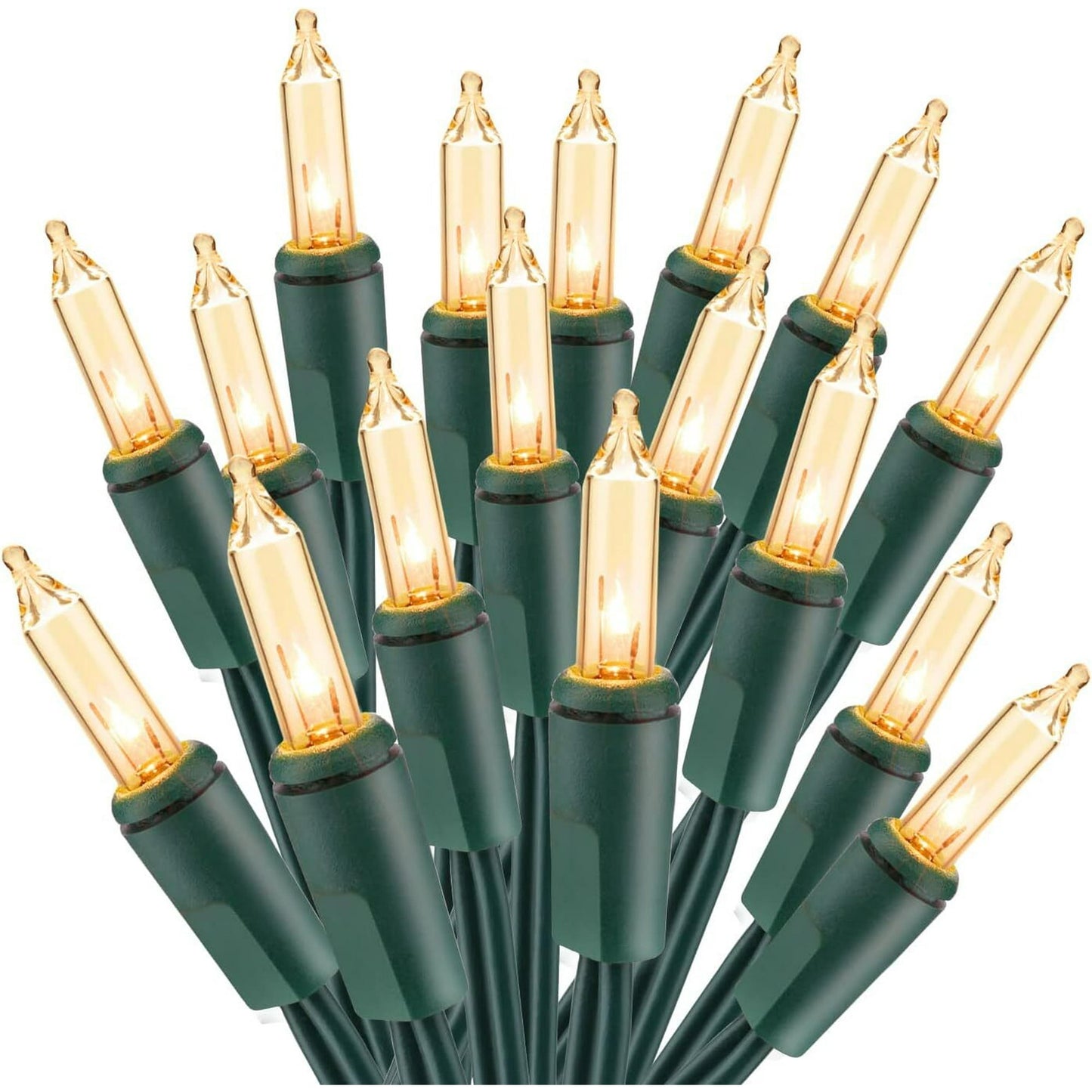 Christmas Lights 63 Feet 300 Lights, Christmas Tree Clear Lights with Green Wire UL Certified Indoor Outdoor String Lights (Warm White Twinkle Lights)