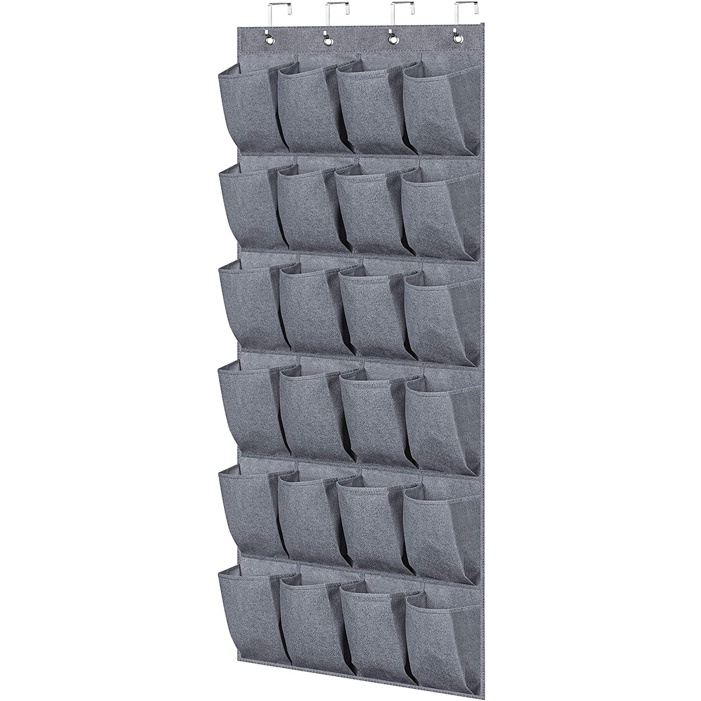 Suspended 28 grid gray shoe rack, equipped with 4 hooks, suitable for storage behind doors and wardrobes