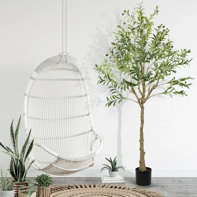 5Ft Faux Olive Tree, Tall Indoor Outdoor Greenry Plants Fake Potted Silk Artificial Olive Tree for Home Office Living Room Bedroom Floor Porch Decor
