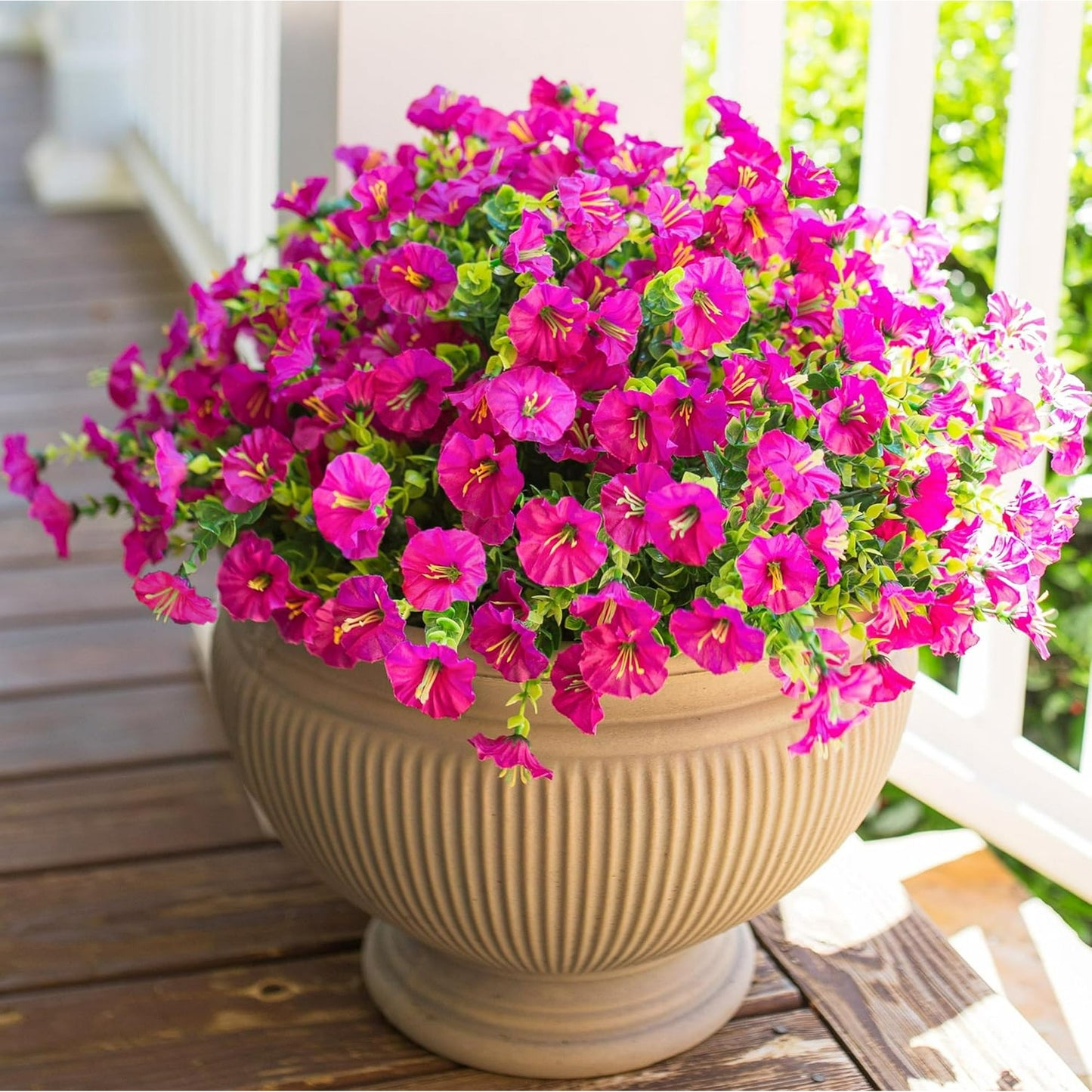 Scidweet 12 Bundles Artificial Fake Flowers Outdoor, Faux Plants Plastic Flowers Spring Summer Decoration for Outside Home Planter Porch Patio Yard Garden Decor, Rose Red