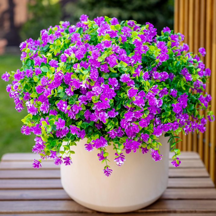 Scidweet 12 Bundles Artificial Flowers for Outdoors, Faux Flowers Fake Plastic Plants for Spring Summer Outside Indoor Home Garden Decoration, Fuchsia