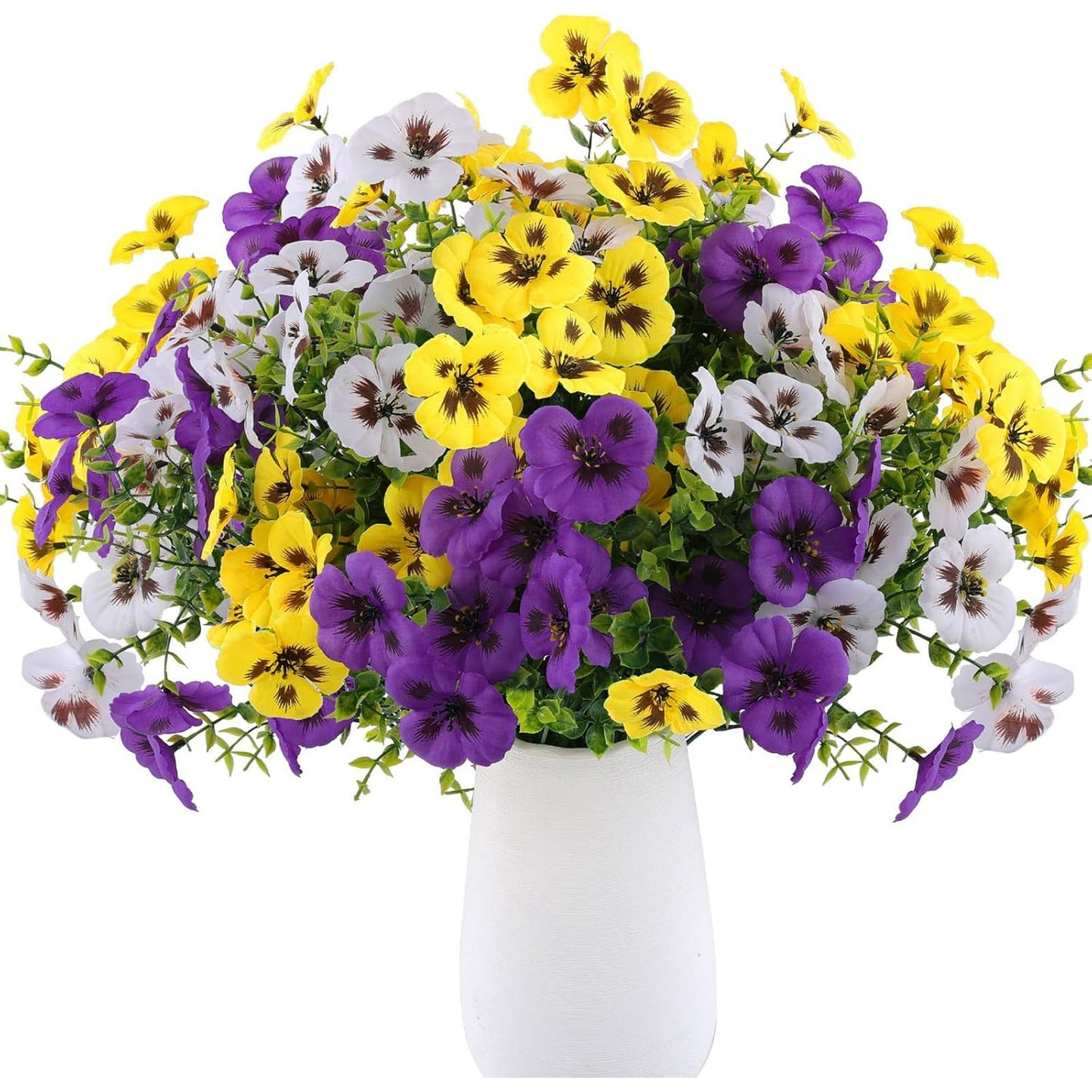 Scidweet 12 bundles of fake butterfly orchids for outsiders, outdoor artificial UV resistant silk butterfly orchid pots, window, home decoration (purple, yellow, white)