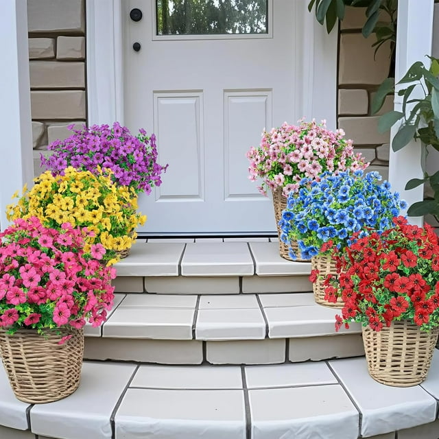 Scidweet 16 Bundles Artificial Flowers, Fake Plastic Flowers Faux Silk Flower for Indoor Outdoor Spring Summer Garden Home Decoration, MultiColor