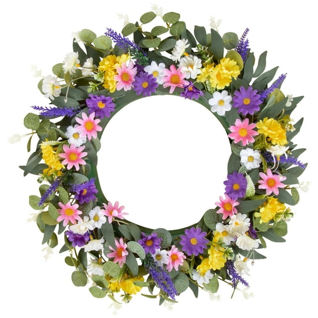 Scidweet Spring Wreath Decor, 18" Outdoor Artificial Wreaths for Front Door Outside Home Porch Easter Hoilday Party Decorations