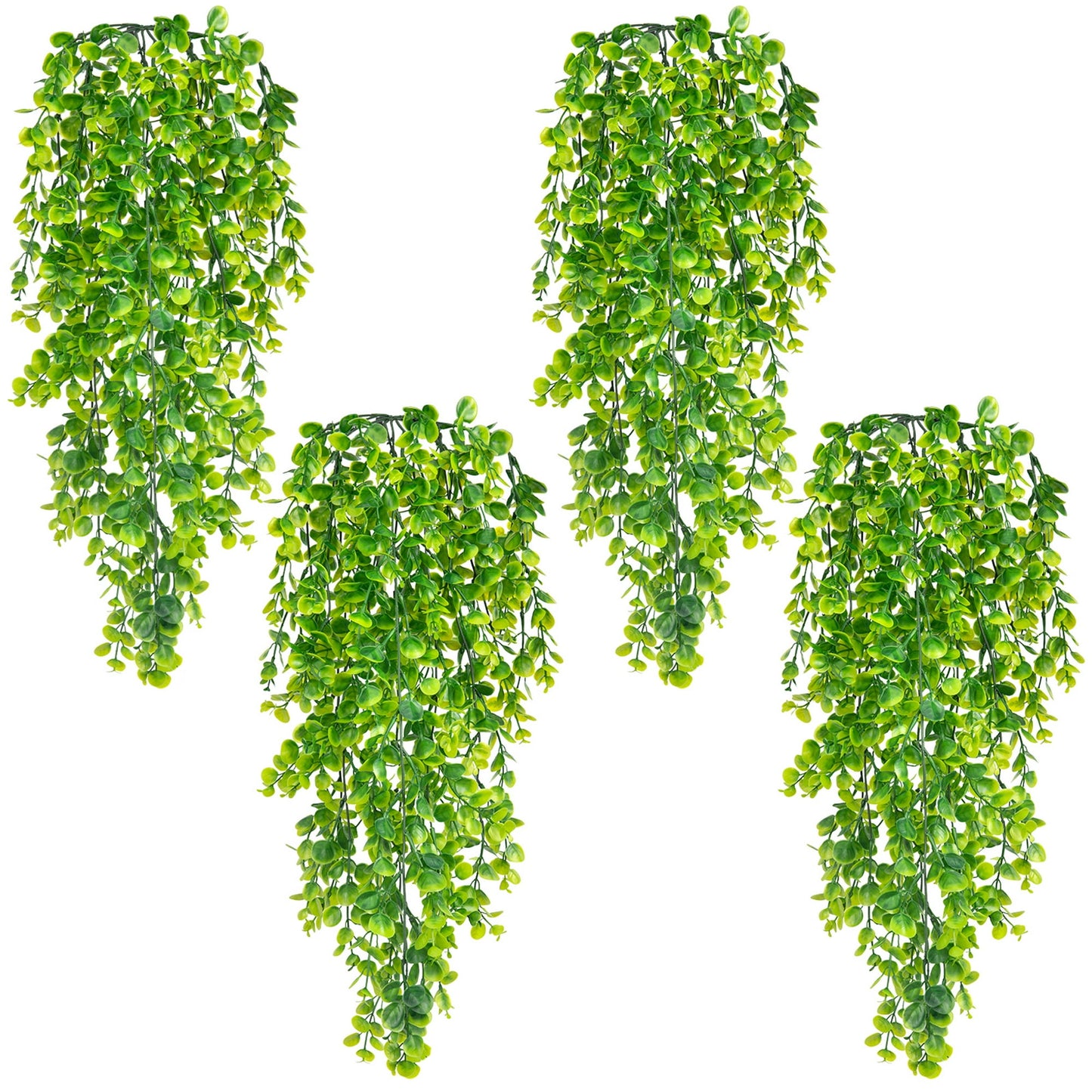 Scidweet 4 Pcs Fake Hanging Plant, Artificial Faux Plants Spring Summer for Indoor Outdoor Patios Porches Walls Windows Home Office Wedding Decor, Greenery
