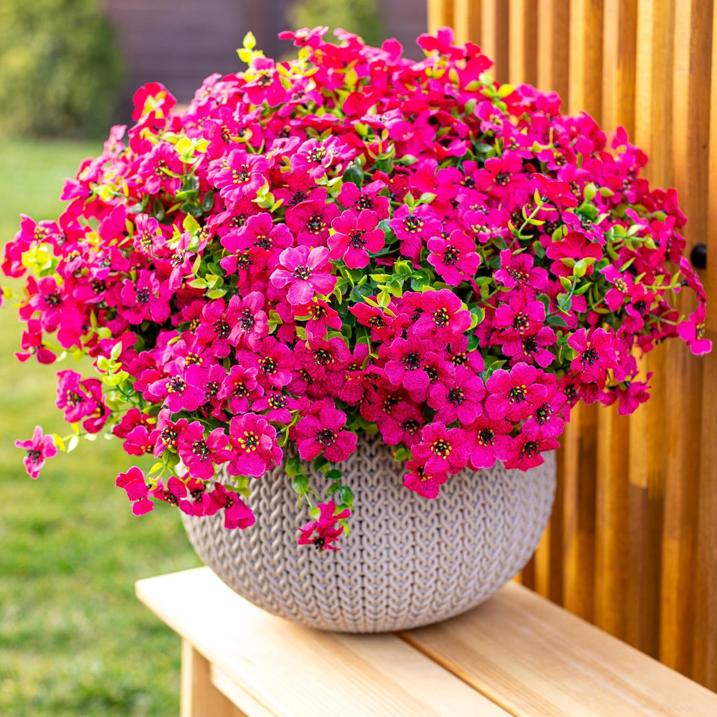 Scidweet 16 Bundles Artificial Fake Flowers Outdoor, Faux Flowers Plastic Plants Spring Summer Outside Home Porch Garden Window Box Decor