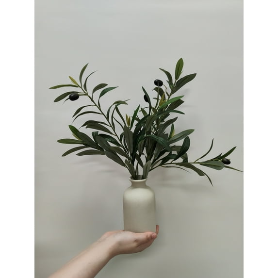Scidweet Olive Artificial Faux Plants in Vases, 3pcs 20" Fake Olive Plants Greenery Branches with Olive Fruits for Indoor Office Table Wedding Party Home Decor