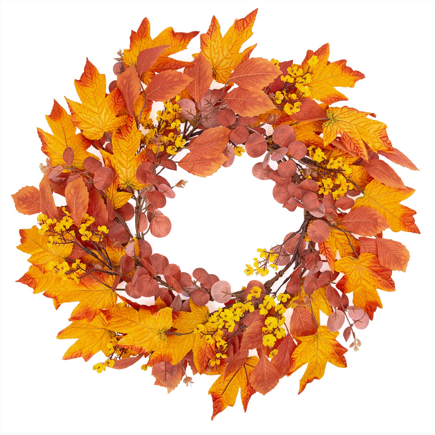 Scidweet 20 inch Maple Leaf Autumn Wreath, Artificial Fall Garland Door Wreaths for Front Door Outside Home Thanksgiving Decoration