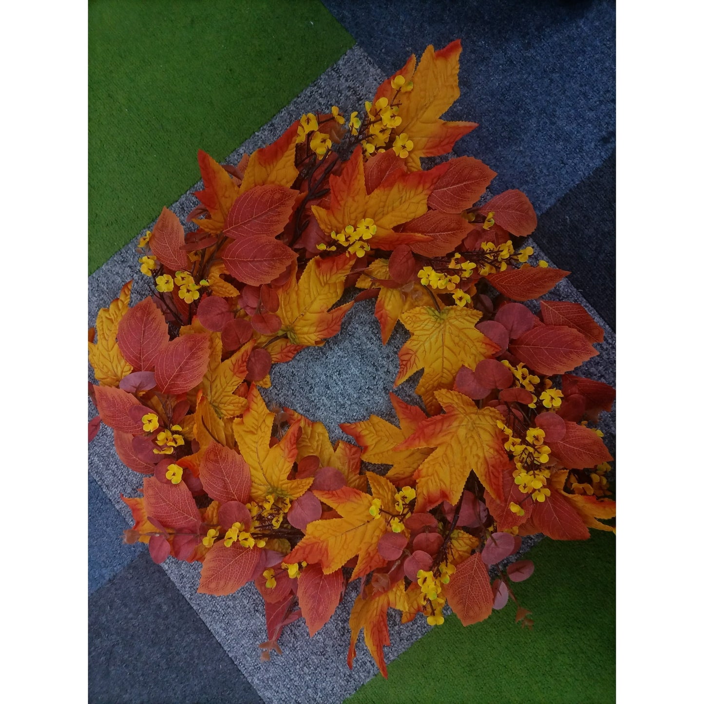 Scidweet Autumn Decoration - Front Door 20 inch Autumn Flower wreath - Thanksgiving Halloween Harvest Maple Leaf Artificial Flower wreath Home Decoration
