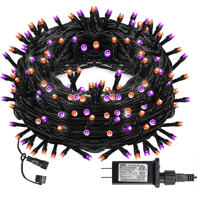 Scidweet Halloween String Lights, 108 ft 300 Twinkle Fairy Lights for Halloween Indoor Outdoor Decorations, Purple and Orange