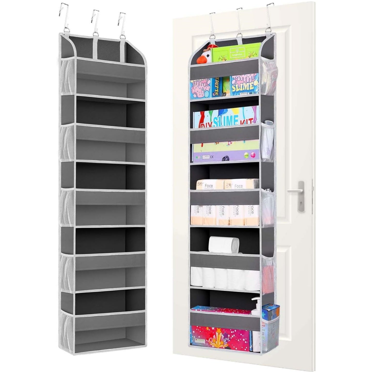 Scidweet Over The Door Organizer,5-Tierr 10 side bag hanging storage rack,Gray