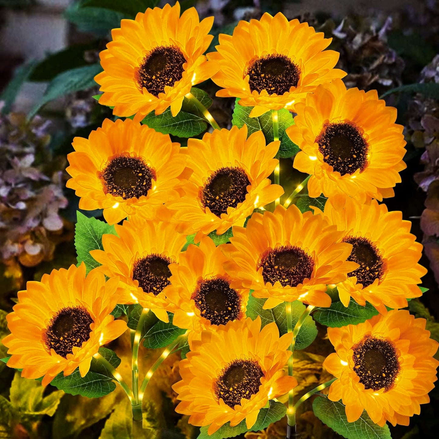 Solar Lights Outdoor Waterproof with 12 Sunflower Lights, Decor Yard Stake Patio Lawn Garden Pathway Decoration (3 Pack)