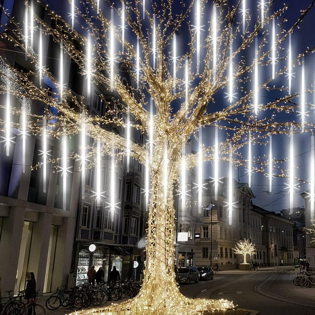 Upgraded Icicle Christmas Lights, Meteor Shower Rain Lights for Christmas New Year Wedding Party Holiday Garden Tree Home Decor, White, 20 inch 10 Tubes 540 LED