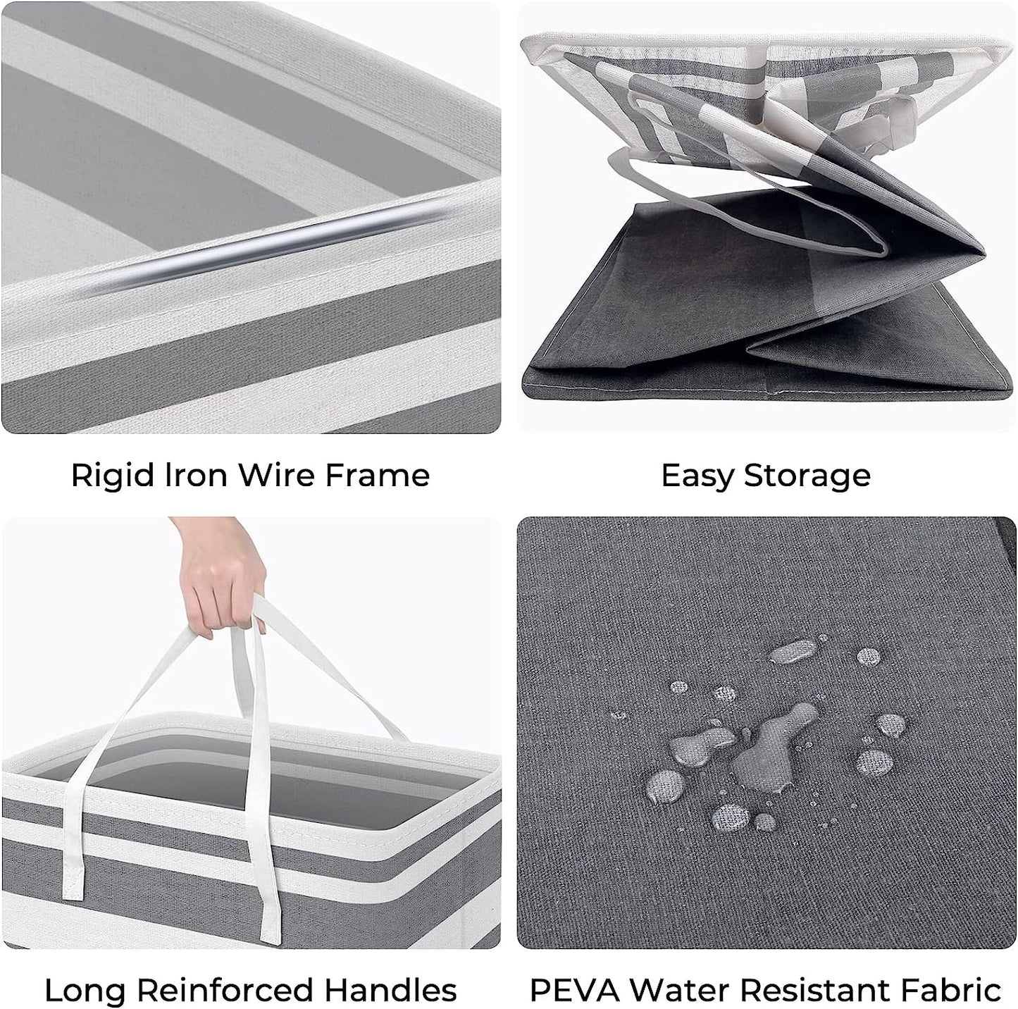 Scidweet 3 Pack 75L Freestanding Waterproof Collapsible Cotton and Linen Large Laundry Basket