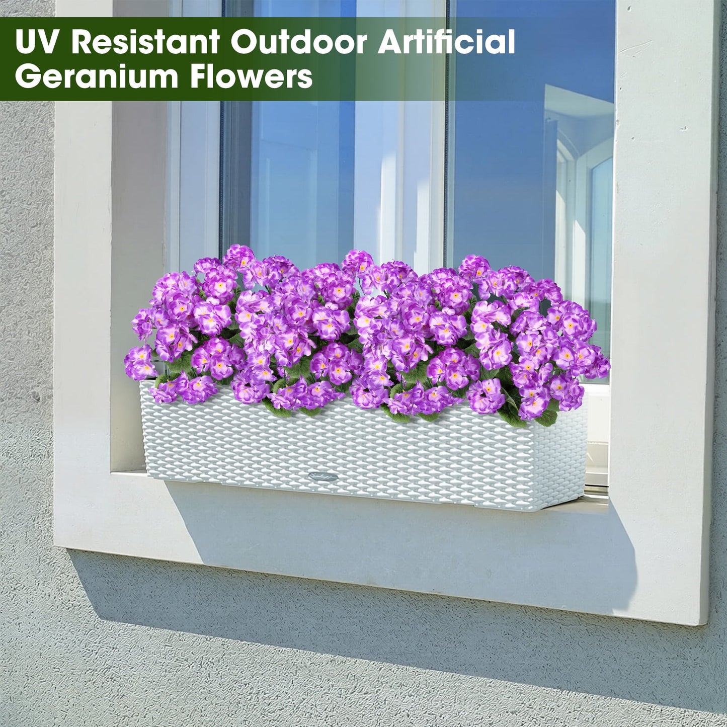 Scidweet Artificial Flowers, 6 Pcs 21'' Geraniums Fake Flowers Faux Plants for Summer Indoor Outdoor Home Table Garden Decoration, Purple