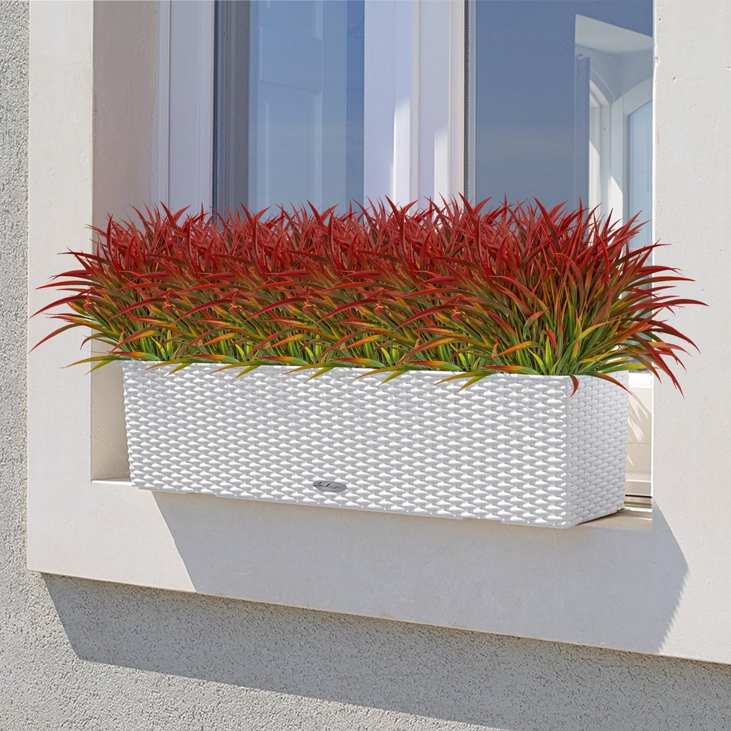 Scidweet 16 Bundles Outdoor Faux Plants, Artificial Fake Grass Plants for Spring Summer Home Garden Front Porch Decor, Red