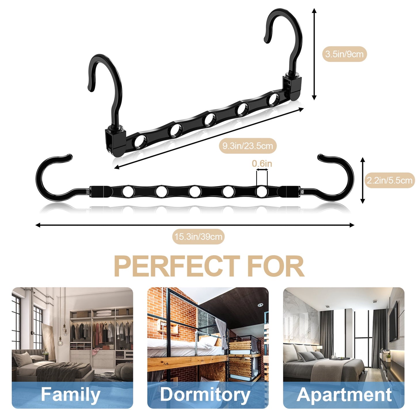 Space Saving Hangers, 18 Pack Closet Organizers Magic Clothes Hanger Organizers Pants Hangers Plastic Hangers Space Saver Black