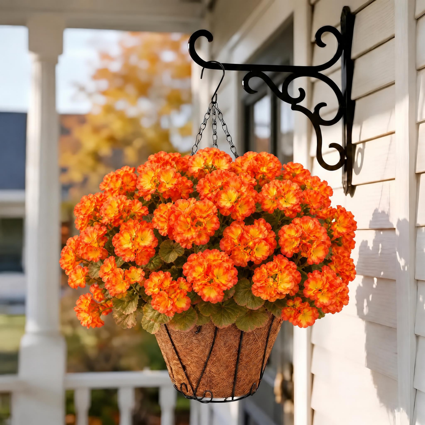 Scidweet Artificial Geraniums Fall Flowers, 6 Bundles Fake Faux Silk Geraniums Flowers Indoor Outdoor Fall Decorations for Home Garden Porch Patio Yard Autumn Decor