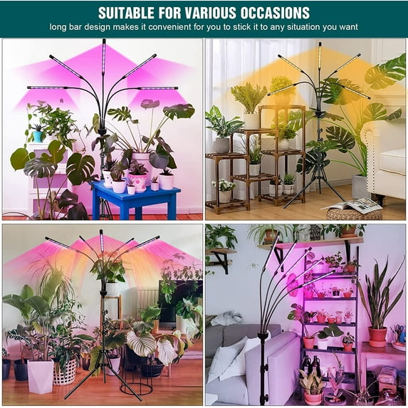 Grow Lights for Indoor Plants,5 Heads Red Blue White Full Spectrum Plant Light Indoor Grow Lamp with Remote Control and Auto On/Off Timer Function