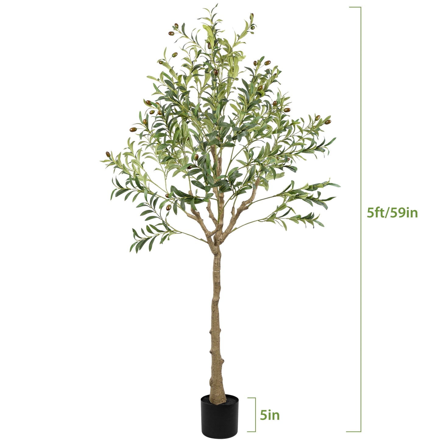 5Ft Faux Olive Tree, Tall Indoor Outdoor Greenry Plants Fake Potted Silk Artificial Olive Tree for Home Office Living Room Bedroom Floor Porch Decor