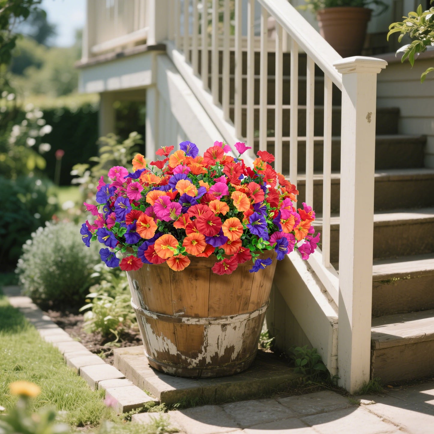 Scidweet 12 bundles of outdoor artificial flowers, autumn artificial flowers fake plants courtyard garden porch morning glory decoration, multi-color