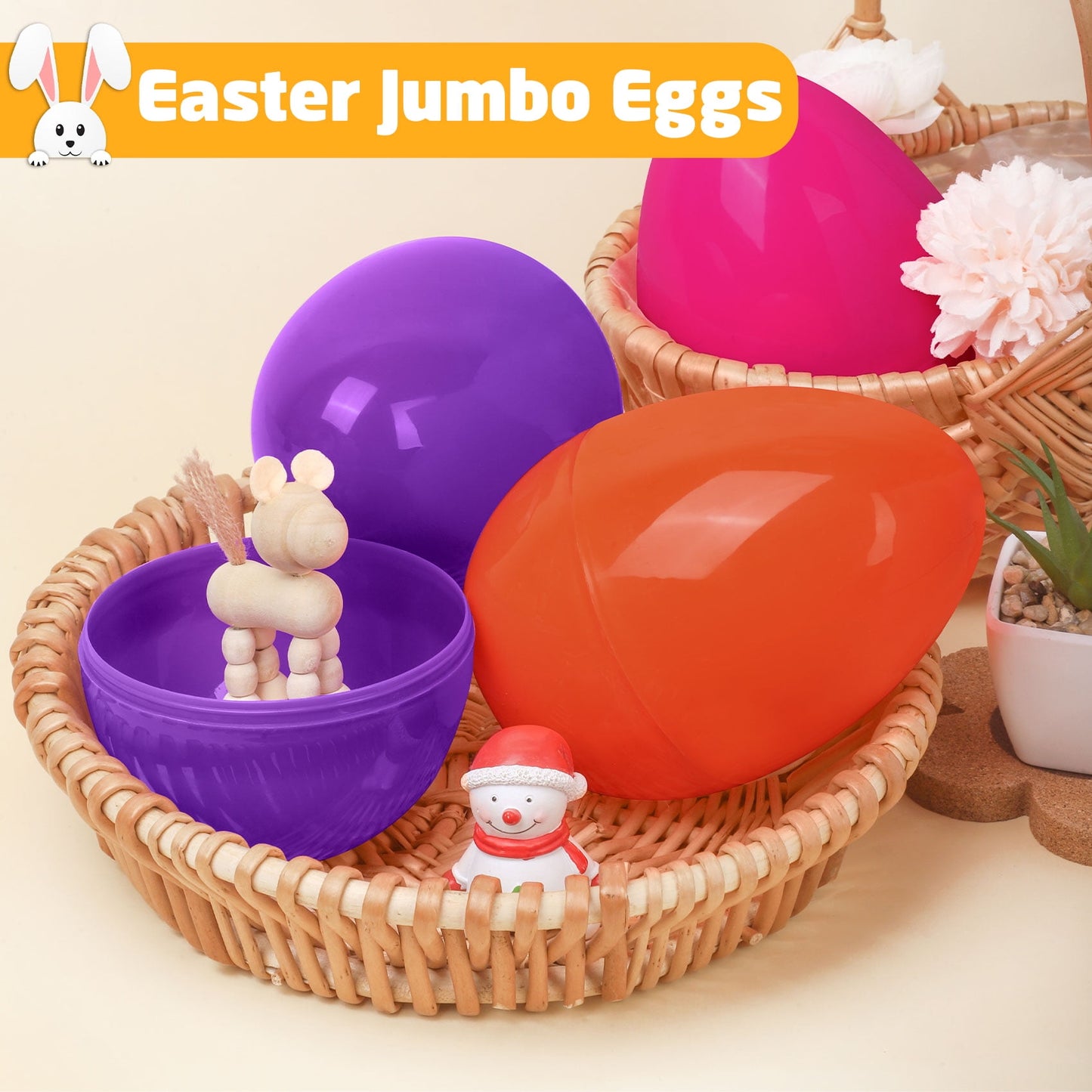 Scidweet 12 Pcs Jumbo Easter Eggs, 6" Large Plastic Eggs Fillable Easter Basket Fillers Party Gifts Prizes Props Decoration