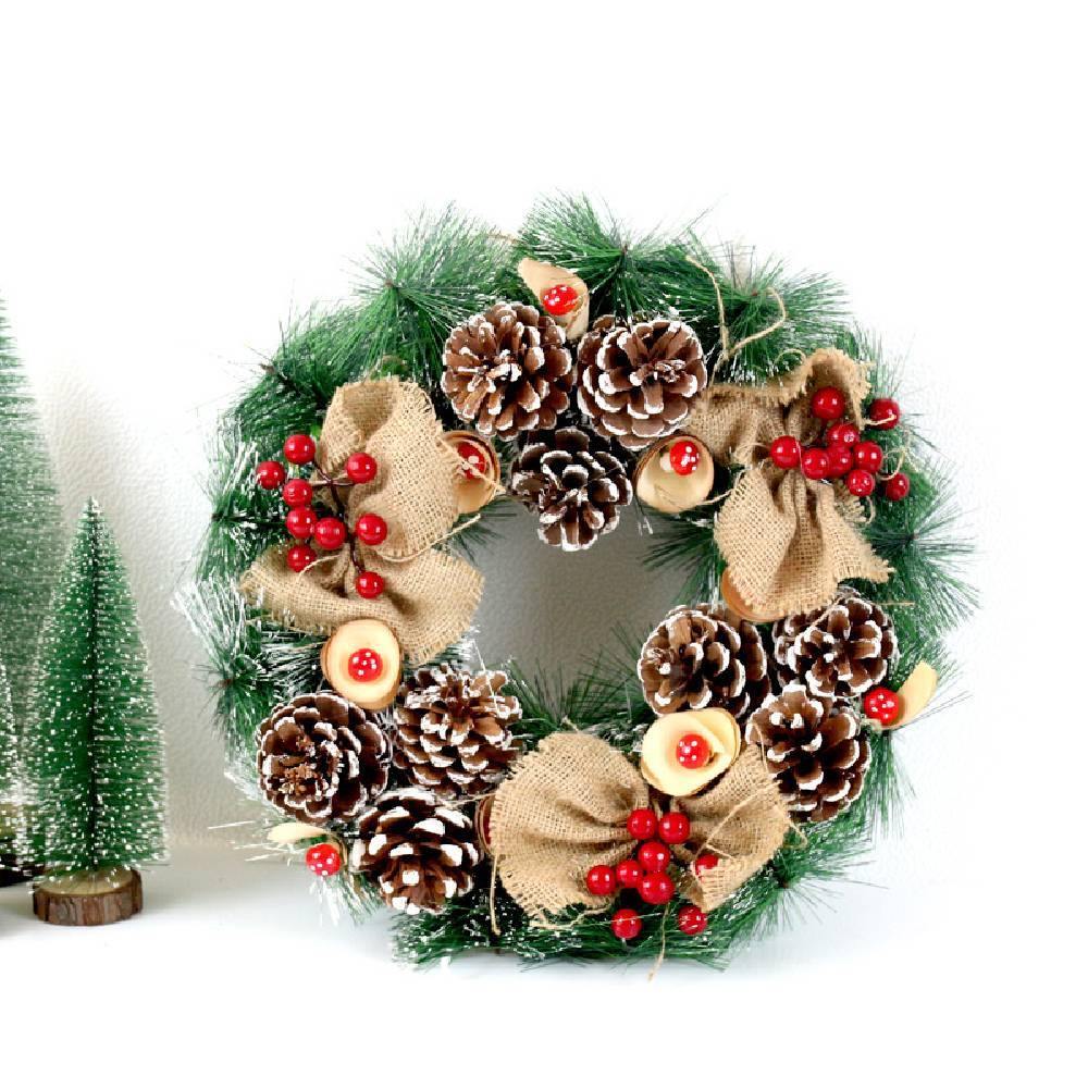 2020 Christmas Ornaments 40cm Christmas Wreath Day Decoration - aonal