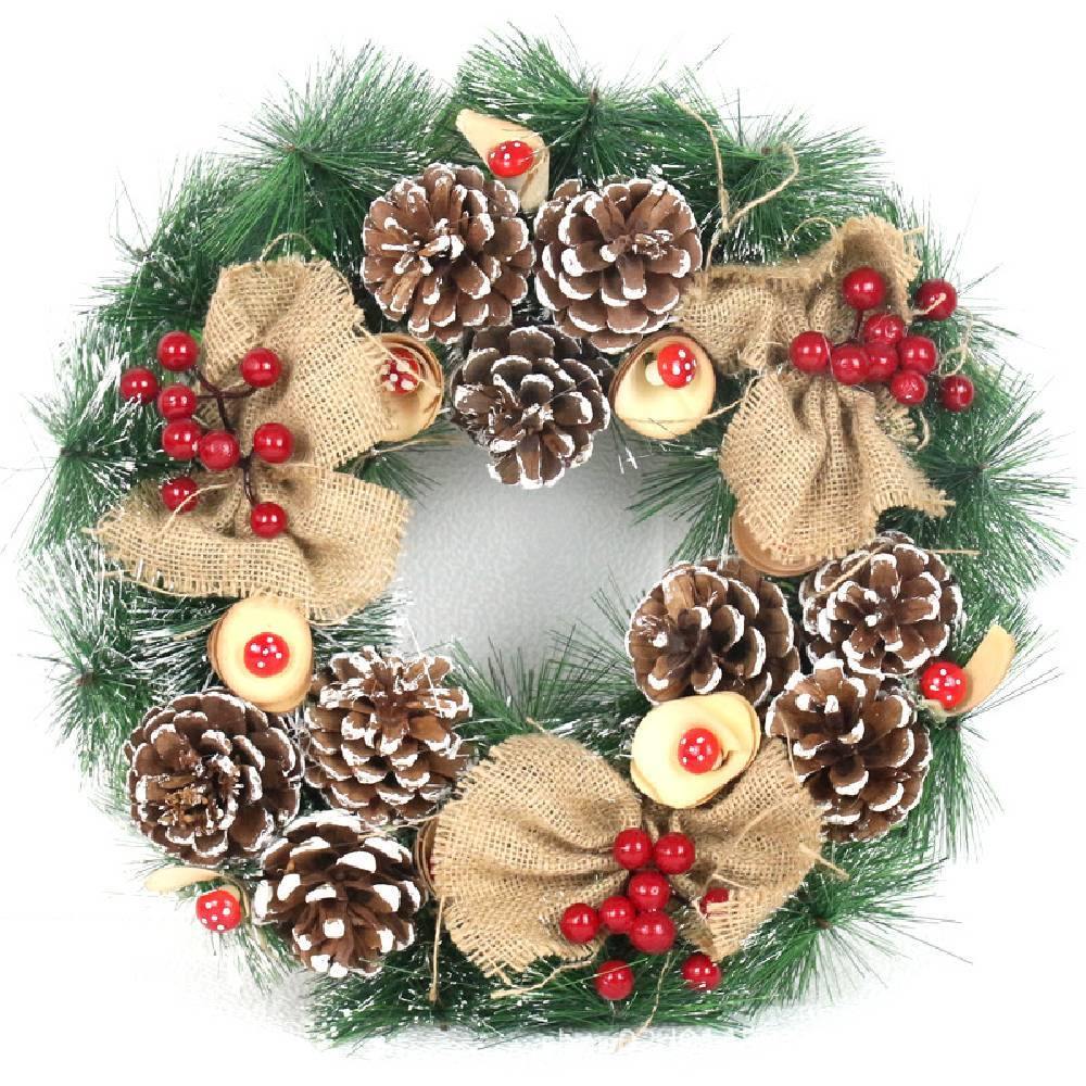 2020 Christmas Ornaments 40cm Christmas Wreath Day Decoration - aonal