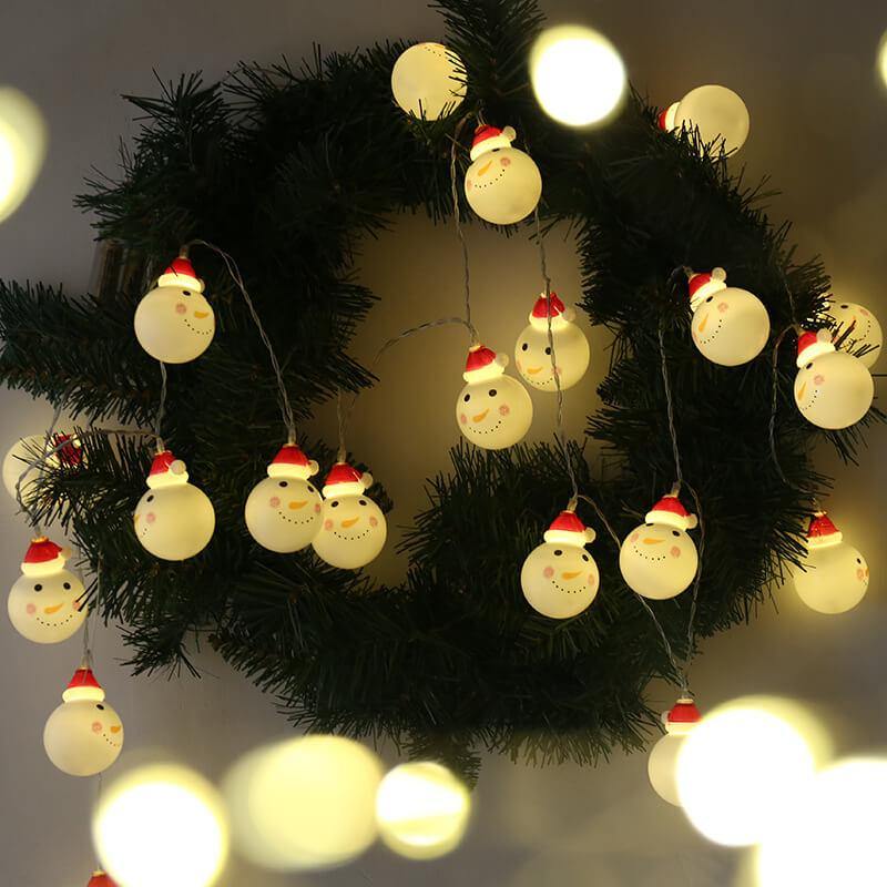 1.5 Meters 10 Lights Christmas Snowman Battery String Lights Christmas Santa Decoration Lights - aonal