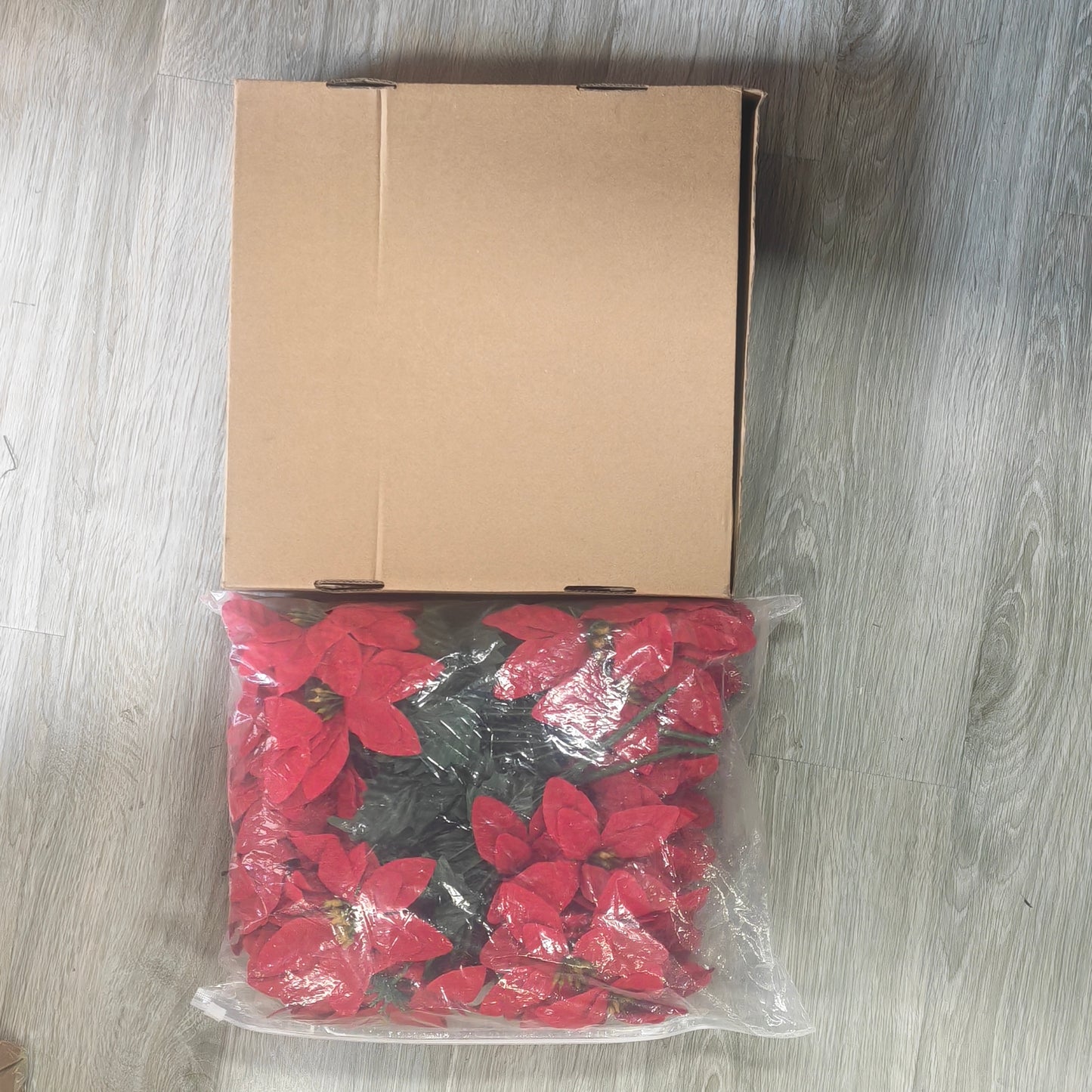 Scidweet Christmas Artificial Flowers, 8 Pack Fake Red Poinsettia Flowers Bouquet for Indoor Outdoor Home Xmas Tree Table Garden Decor