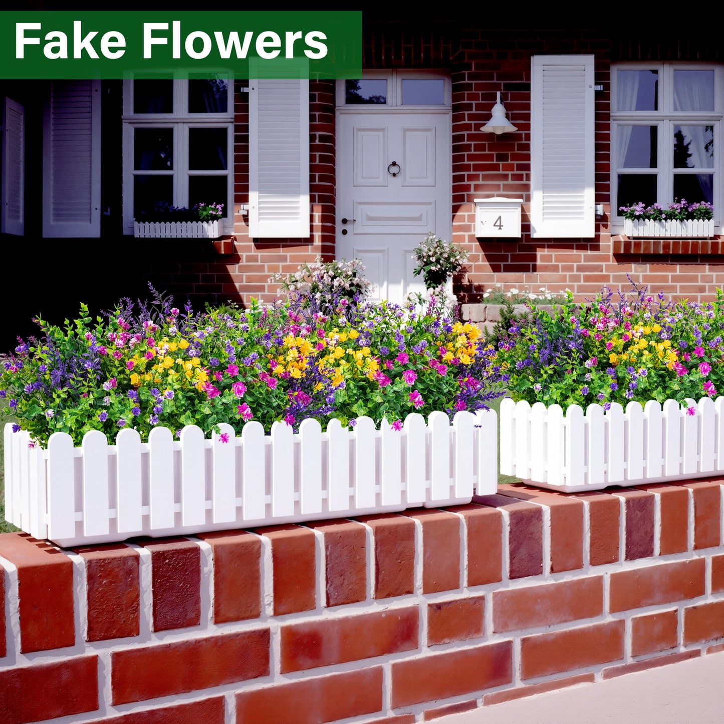 Scidweet Artificial Flowers Outdoor, 20 Bundles Fake Plastic Flower Faux Plant Indoor Outside Spring Summer Decoration for Home Garden Front Porch