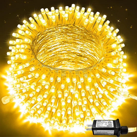 Scidweet String Lights Outdoor, 196FT 600 LED Indoor Fairy Lights Christmas Tree Lights with Remote for Room Holiday Wedding Decorations, Warm Yellow