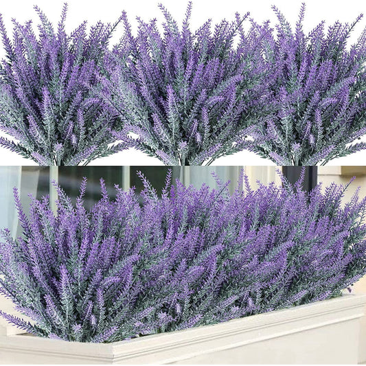 KomHome 12 Bundles Artificial Flowers Purple Flowers Lavender for Home Table Indoor Outdoor Wedding